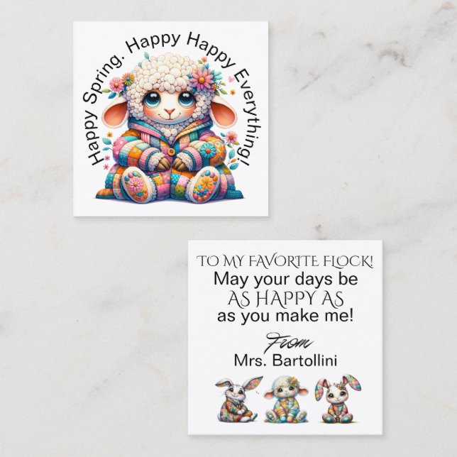 Spring Easter Handout - See Back!  Square Business Card (Front/Back)