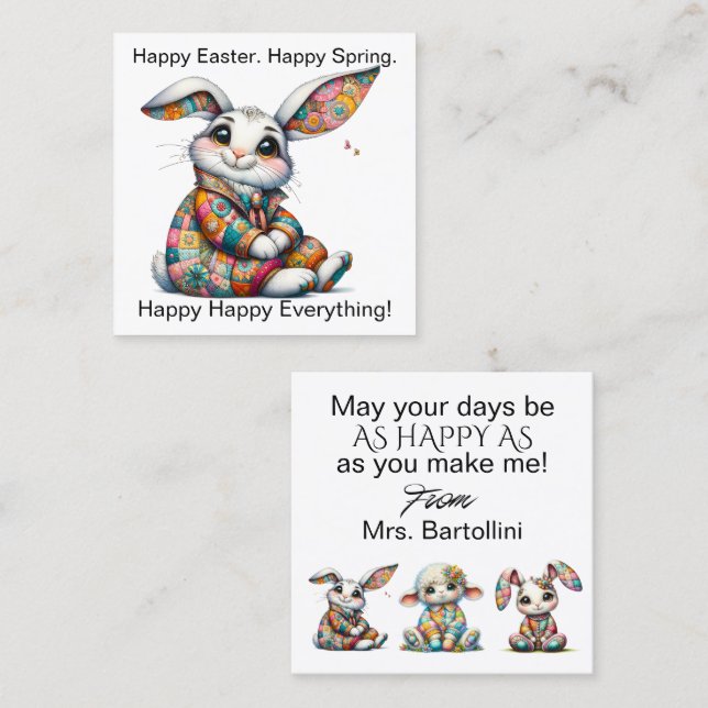 Spring Easter Handout - See Back!  Square Business Card (Front/Back)
