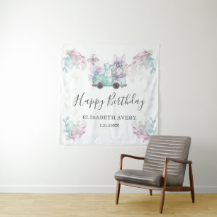 Spring Easter Happy Birthday Truck Tapestry