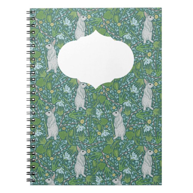 Spring Easter Mothers Day White Rabbit Pussywillow Notebook (Front)