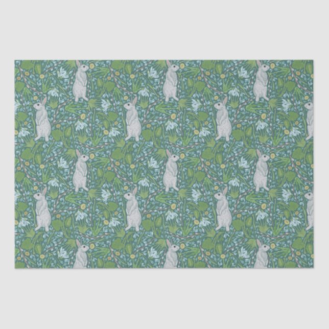 Spring Easter Mothers Day White Rabbit Pussywillow Tissue Paper (Front)