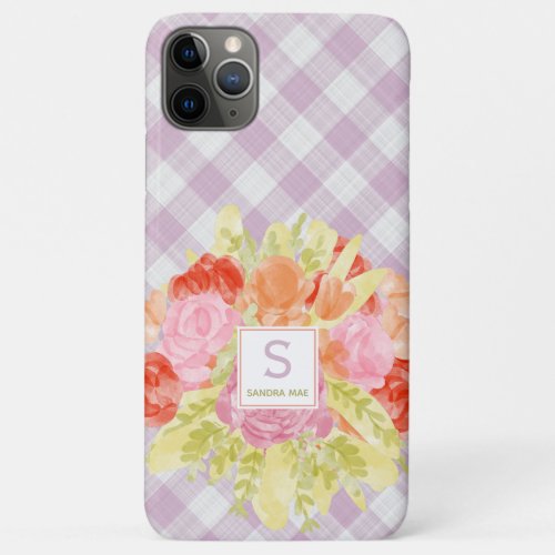 Spring Easter Pastel Pink Gingham Check Pattern iPhone 11 Pro Max Case