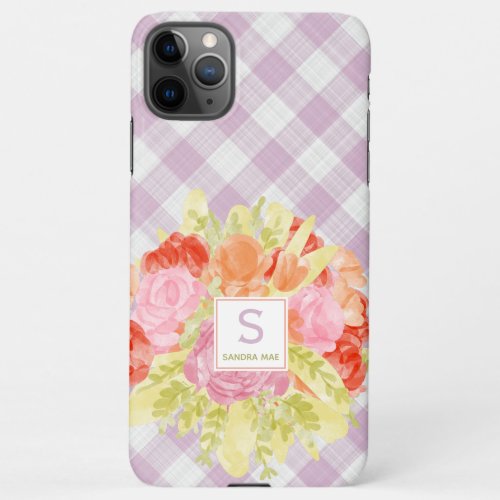 Spring Easter Pastel Pink Gingham Check Pattern iPhone 11Pro Max Case