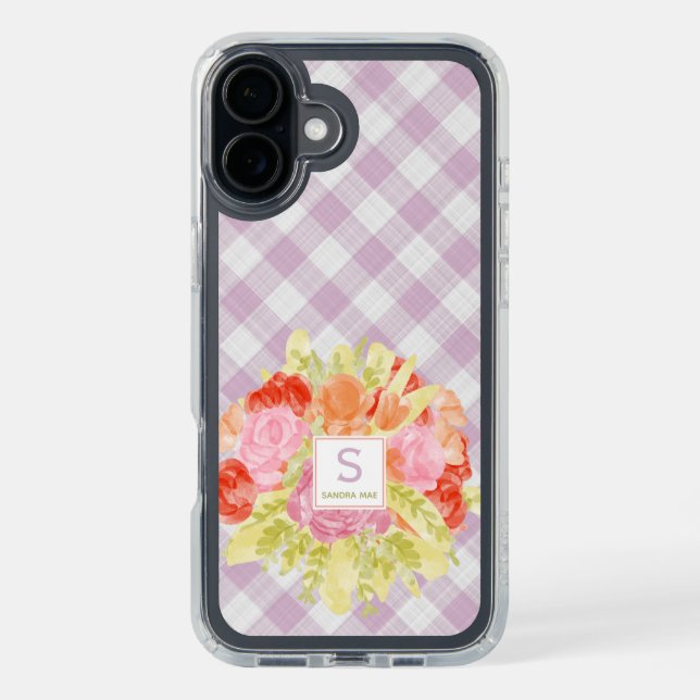 Spring Easter Pastel Pink Gingham Check Pattern Speck iPhone Case (Front (Black))
