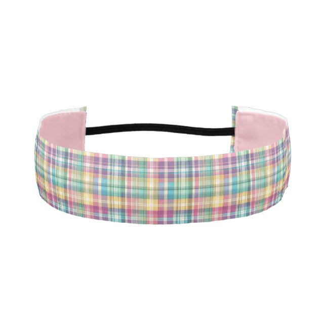 Spring/Easter pastel plaid/tartan  Athletic Headband (Front)