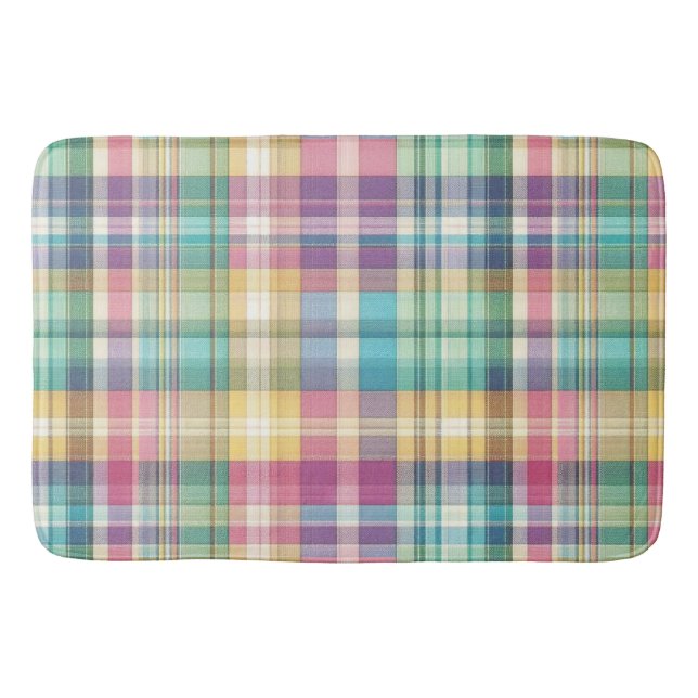 Spring/Easter pastel plaid/tartan  Bath Mat (Front)