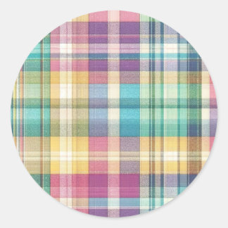 Spring/Easter pastel plaid/tartan Classic Round Sticker