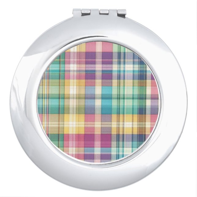 Spring/Easter pastel plaid/tartan  Compact Mirror (Front)