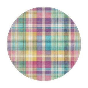 Spring/Easter pastel plaid/tartan Cutting Board
