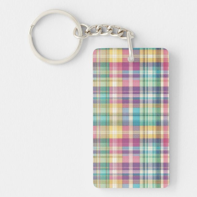 Spring/Easter pastel plaid/tartan  Keychain (Front)