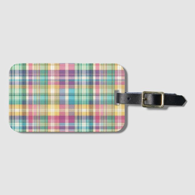 Spring/Easter pastel plaid/tartan  Luggage Tag (Front Horizontal)