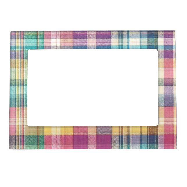 Spring/Easter pastel plaid/tartan  Magnetic Frame (Front)