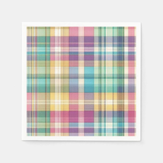 Spring/Easter pastel plaid/tartan  Napkins (Front)