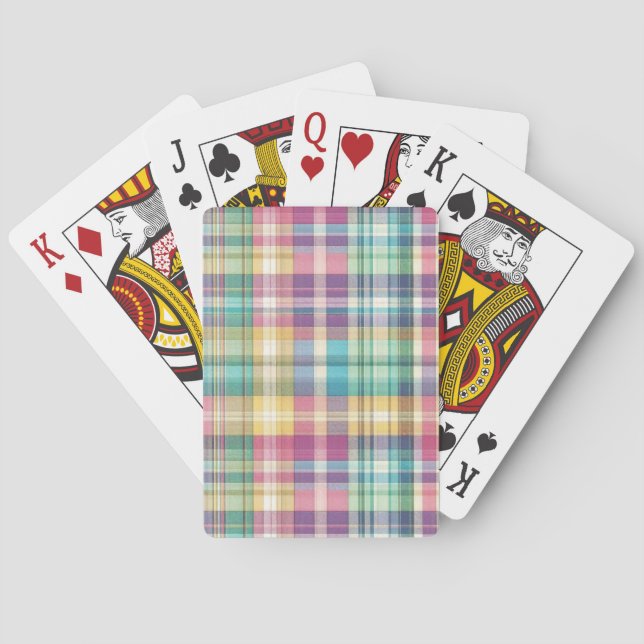 Spring/Easter pastel plaid/tartan  Poker Cards (Back)