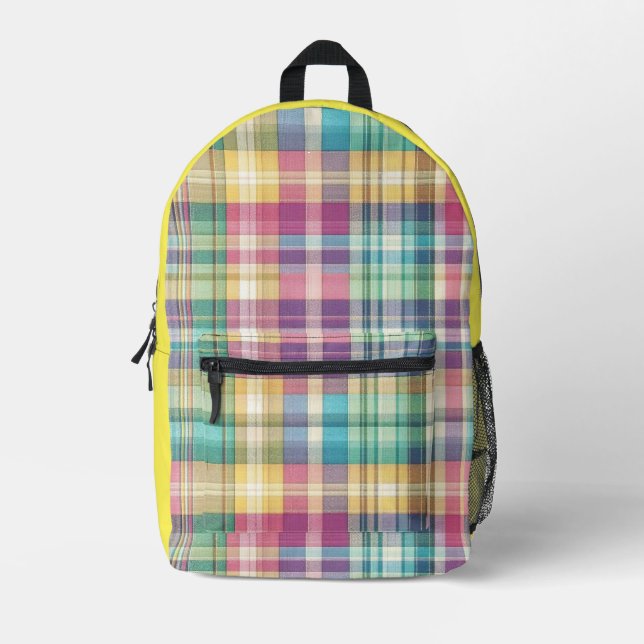 Spring/Easter pastel plaid/tartan Printed Backpack (Front)
