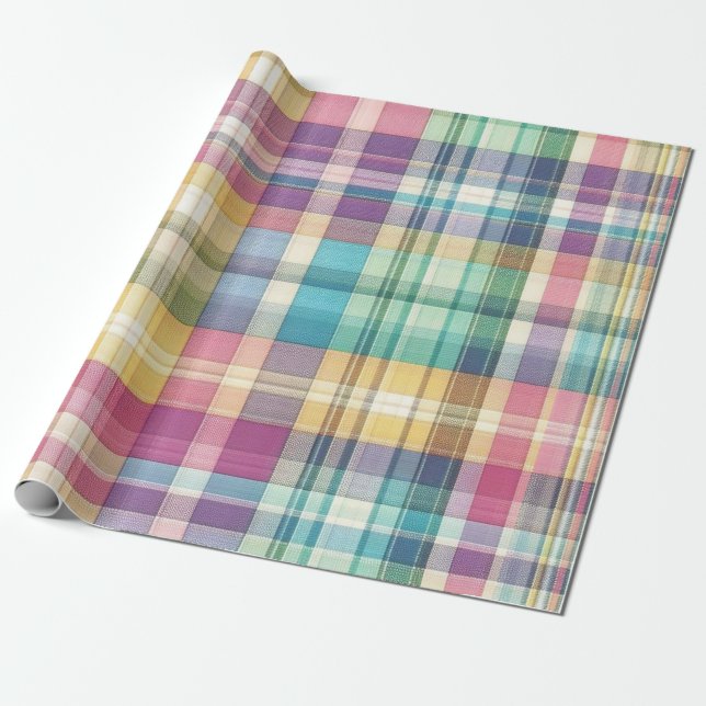 Spring/Easter pastel plaid/tartan  Wrapping Paper (Unrolled)