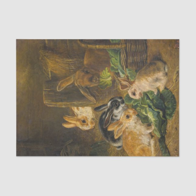 Spring Easter Rabbits Decoupage Decoupaging Rustic Tissue Paper (Front)