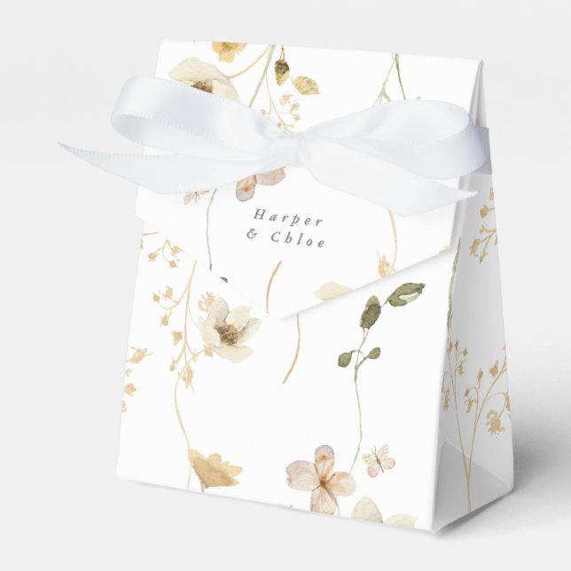 Spring Elegant Boho Wildflower Wedding Favor Boxes (Front Side)
