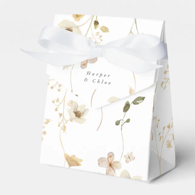 Spring Elegant Boho Wildflower Wedding Favor Boxes | Zazzle
