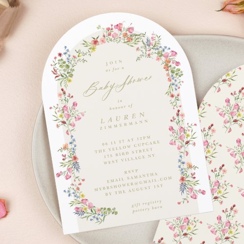 Spring Elegant Dainty Floral Arch Baby Shower Invitation