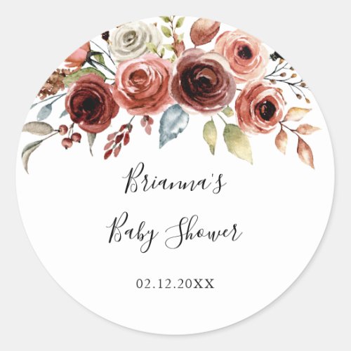 Spring Elegant Floral Baby Shower Favor Classic Round Sticker