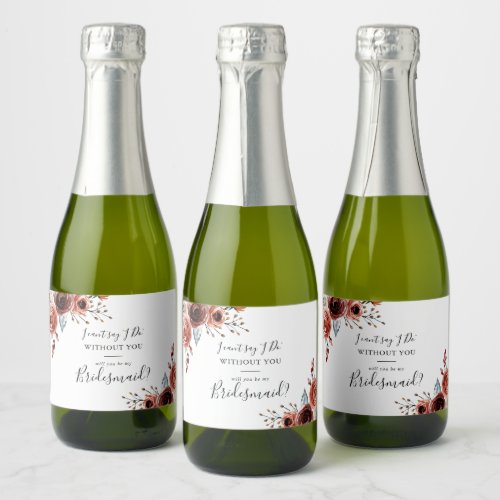 Spring Elegant Floral Bridesmaid Proposal Sparkling Wine Label