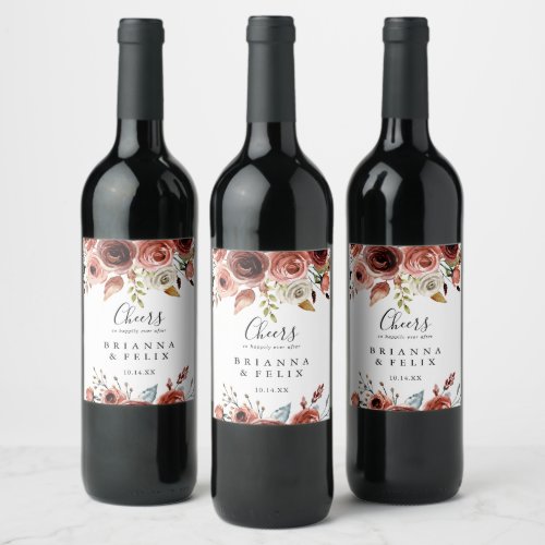 Spring Elegant Floral Cheers Wedding Wine Labels