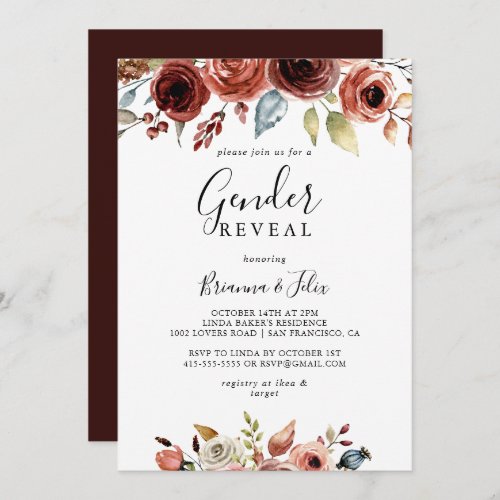 Spring Elegant Floral Gender Reveal Party Invitation