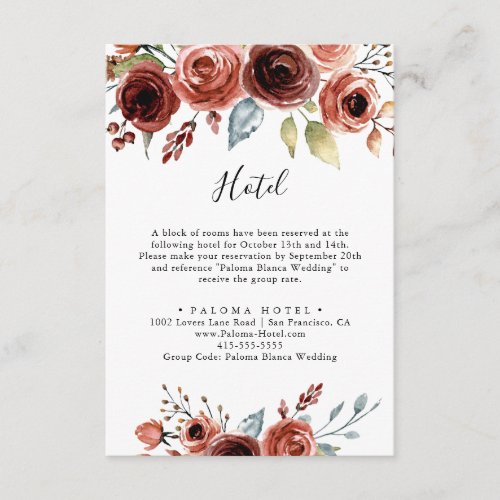 Spring Elegant Floral Hotel Enclosure Card