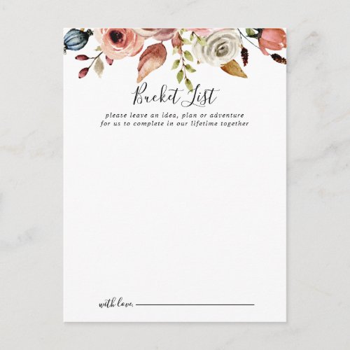 Spring Elegant Floral Wedding Bucket List Cards