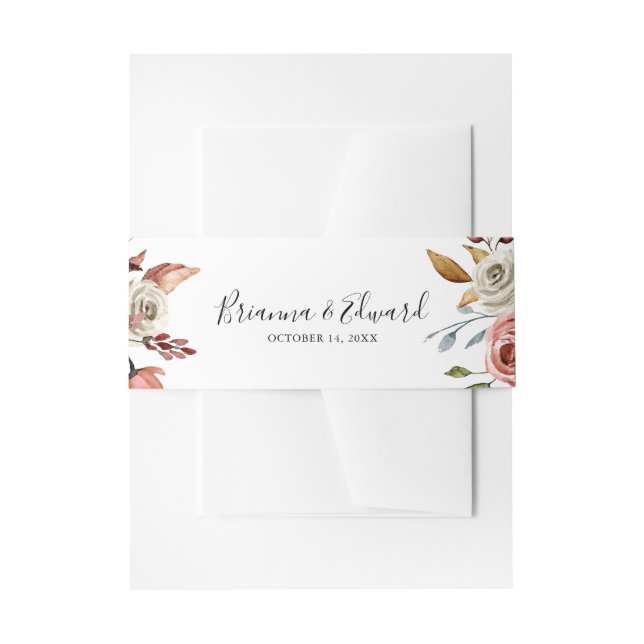 Spring Elegant Floral Wedding Invitation Invitation Belly Band (Front Example)