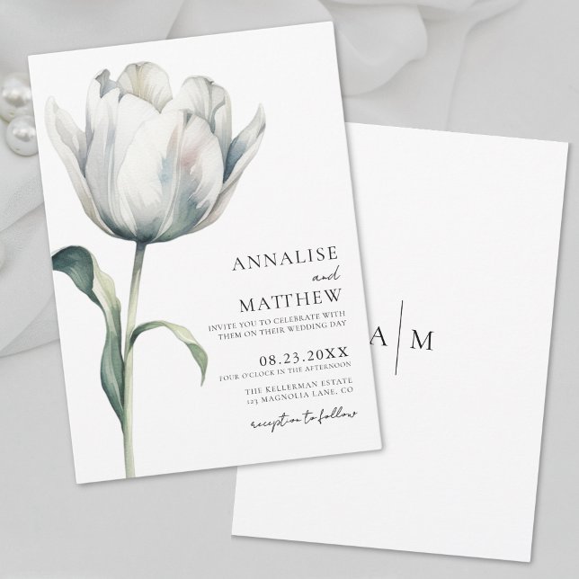 Spring Elegant Modern White Floral Wedding Invitation (Spring Elegant Modern White Floral Wedding Invitation)