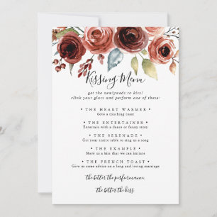 Spring Elegant Wedding Kissing Menu Game Card