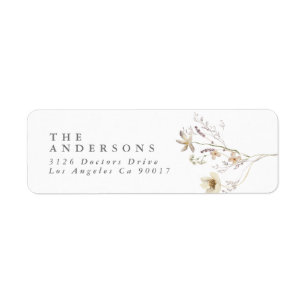 Spring Elegant Wildflower Wedding Return Address Label