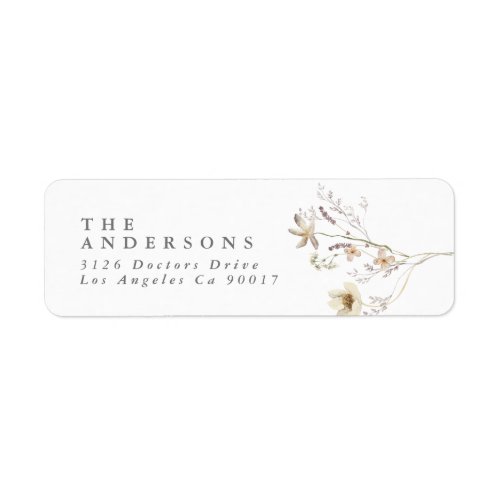 Spring Elegant Wildflower Wedding Return Address Label