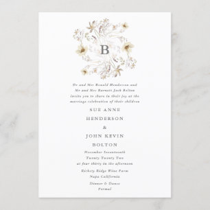 Spring Elegant Wildflower Wreath Floral Wedding Invitation