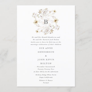 Spring Elegant Wildflower Wreath Floral Wedding Invitation