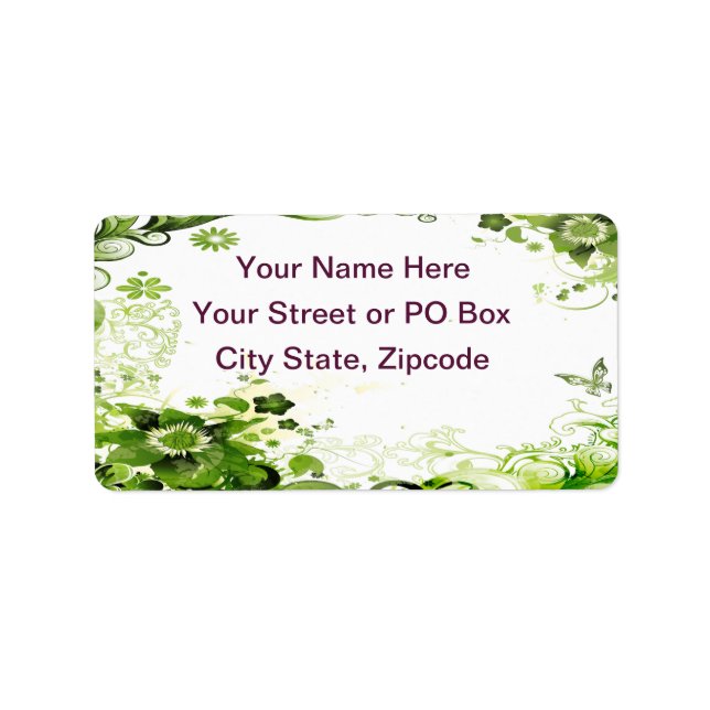 Spring Emerald Green Floral Label (Front)