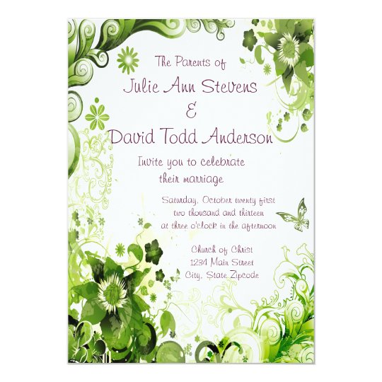 Spring Emerald Green Floral Wedding Invitation Zazzle.com Spring Emerald Green Floral Wedding Invitation Zazzle.com