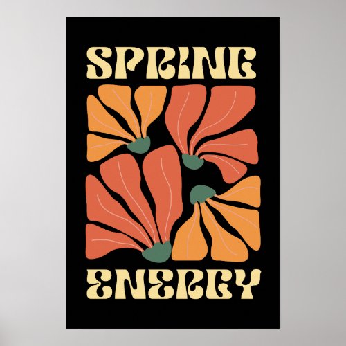 Spring Energy Retro Floral Design | Vintage Abstra Poster