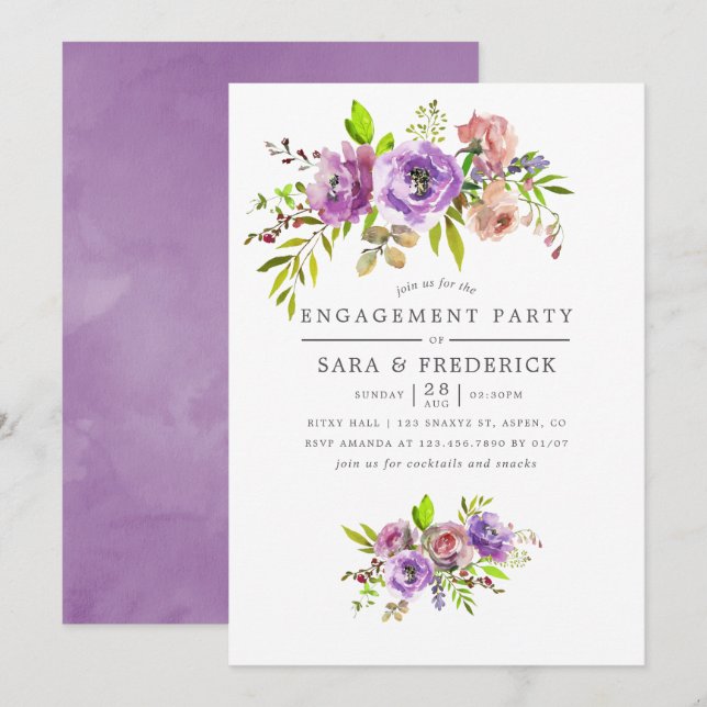 Spring Engagement Party Floral Invitation (Front/Back)