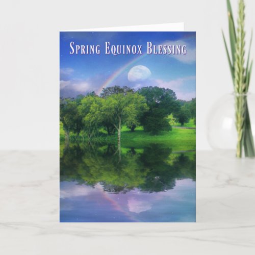 Spring Equinox Blessings Rainbow Moon Nature Card