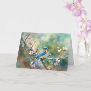 Spring Equinox Greetings Blossoms and Blue Bird  Card