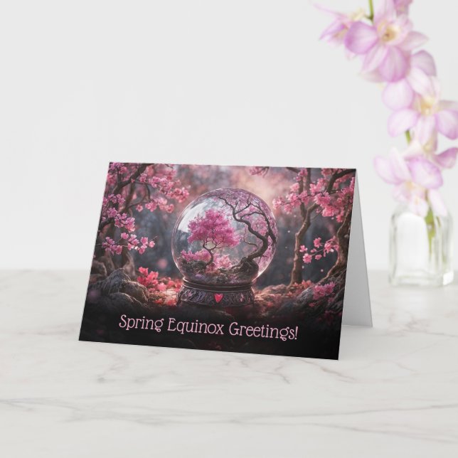 Spring Equinox Greetings with Pretty Pink Blossoms Card (Orchid)