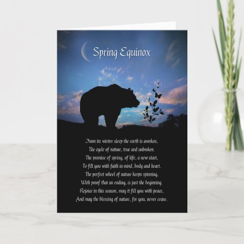 Spring Equinox Ostara Bear and Blessing Card