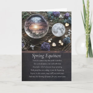 Spring Equinox Ostara with Globe Moon Crystals Card