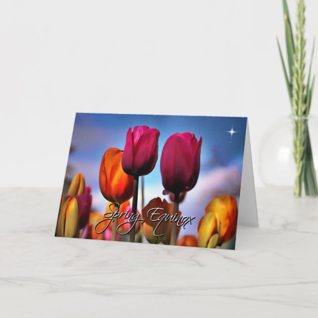 Spring Equinox with Tulips Flower Card (Front)