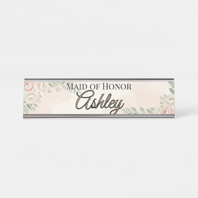 🌸 SPRING — “Ethereal Garden” Maid of Honor Desk Name Plate (Front)