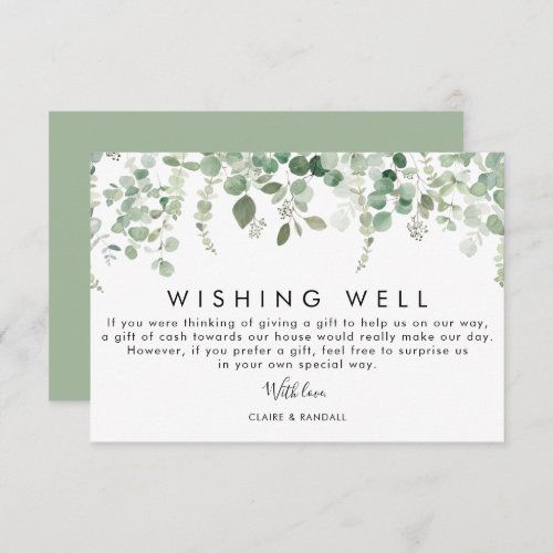 Spring Eucalyptus Greenery Wedding Wishing Well Enclosure Card