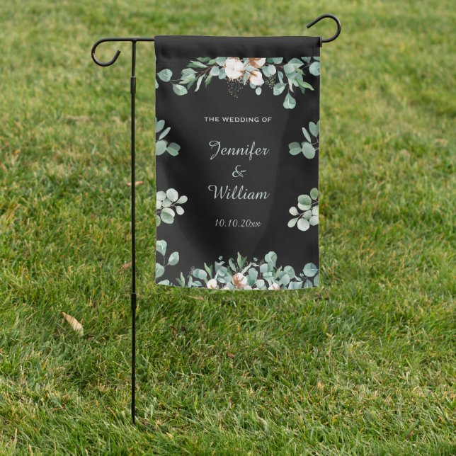 Spring Eucalyptus Wedding Event Garden Flag (In SItu)